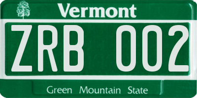 VT license plate ZRB002