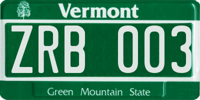 VT license plate ZRB003