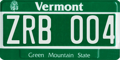 VT license plate ZRB004
