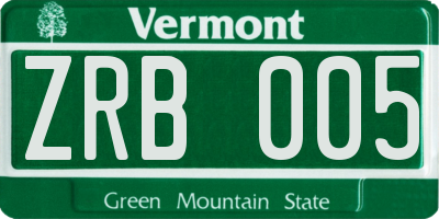 VT license plate ZRB005