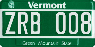 VT license plate ZRB008