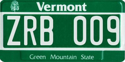 VT license plate ZRB009