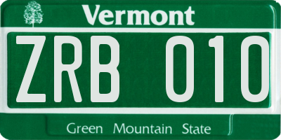 VT license plate ZRB010