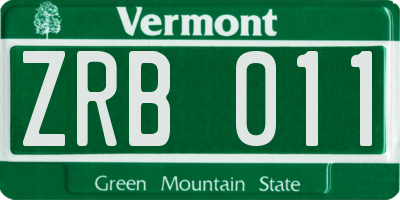 VT license plate ZRB011