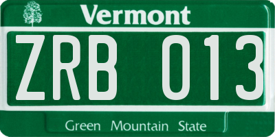 VT license plate ZRB013