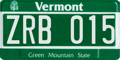 VT license plate ZRB015