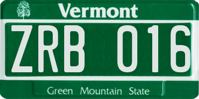 VT license plate ZRB016