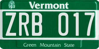 VT license plate ZRB017