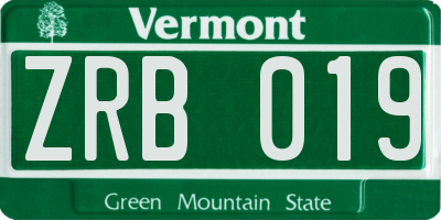 VT license plate ZRB019