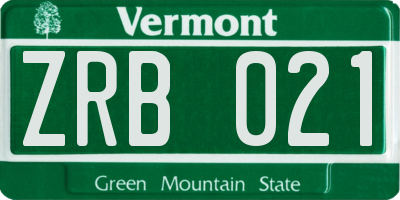 VT license plate ZRB021