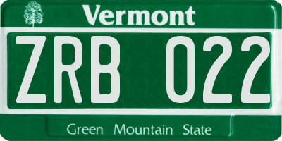 VT license plate ZRB022