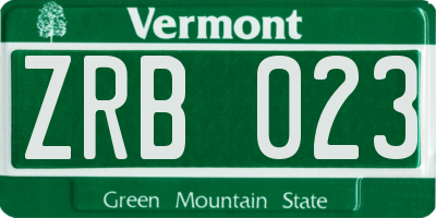 VT license plate ZRB023