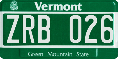 VT license plate ZRB026