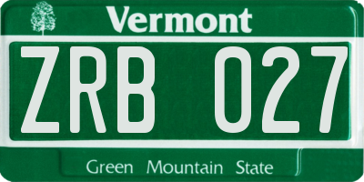 VT license plate ZRB027