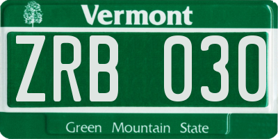 VT license plate ZRB030