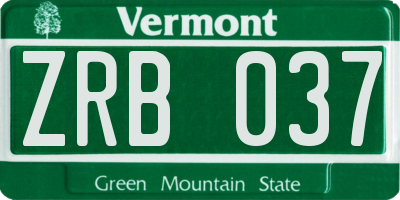 VT license plate ZRB037