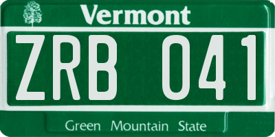 VT license plate ZRB041