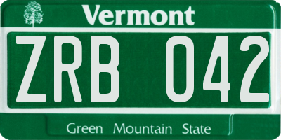 VT license plate ZRB042