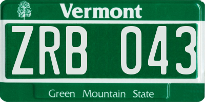 VT license plate ZRB043