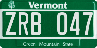 VT license plate ZRB047