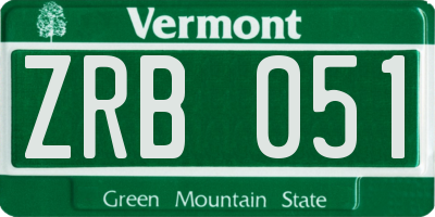 VT license plate ZRB051