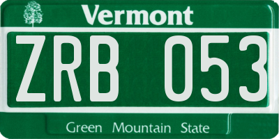 VT license plate ZRB053