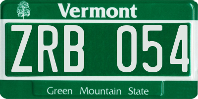 VT license plate ZRB054