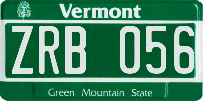 VT license plate ZRB056