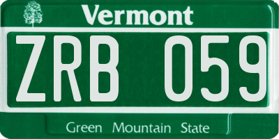 VT license plate ZRB059