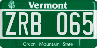 VT license plate ZRB065