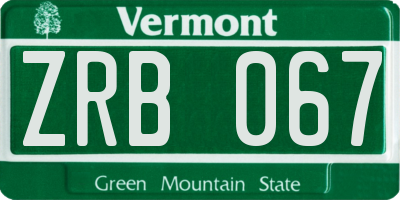 VT license plate ZRB067