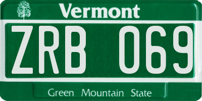 VT license plate ZRB069
