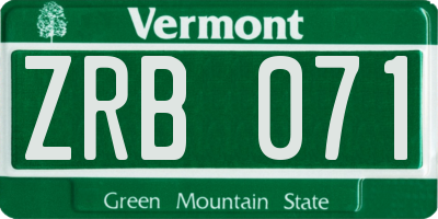 VT license plate ZRB071