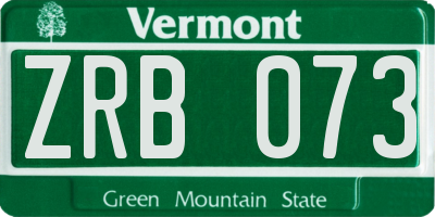 VT license plate ZRB073