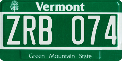VT license plate ZRB074