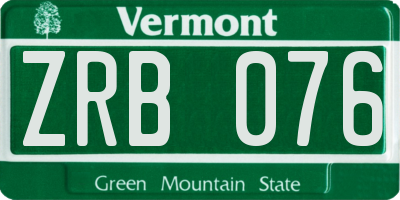 VT license plate ZRB076