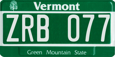 VT license plate ZRB077
