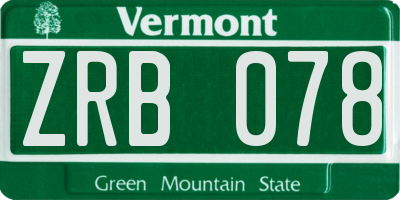 VT license plate ZRB078