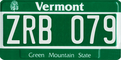 VT license plate ZRB079