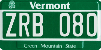 VT license plate ZRB080