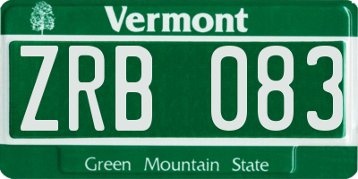 VT license plate ZRB083