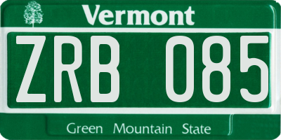 VT license plate ZRB085
