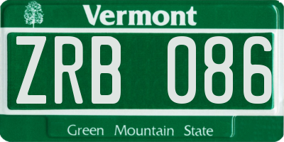 VT license plate ZRB086