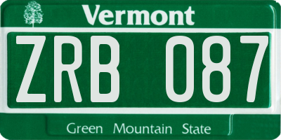 VT license plate ZRB087