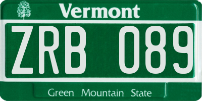 VT license plate ZRB089