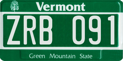 VT license plate ZRB091