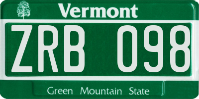 VT license plate ZRB098