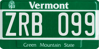 VT license plate ZRB099
