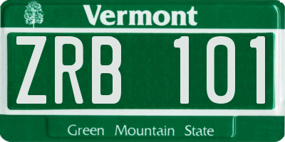 VT license plate ZRB101