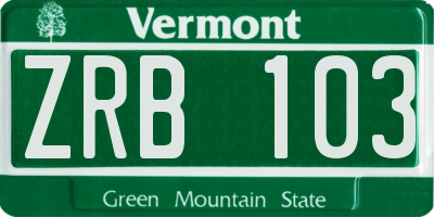 VT license plate ZRB103